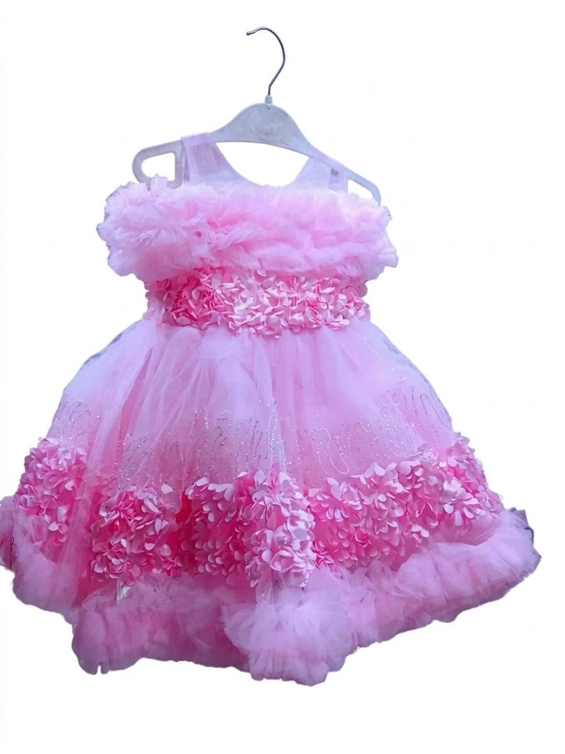 Baby Girl Sleeveless Floral Appliqué Ball Gown Princess Dress