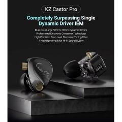 KZ CASTOR PRO (IMPROVED BASS) DUAL DYNAMIC DRIVER IEM WIRED EARPHONES IN-EAR STAGE MONITORS WITH NO MIC AND WITH CLEAR DEEP BASS,TUNABLE AUDIO SYSTEM,FOR MUSICIANS AND GAMERS.