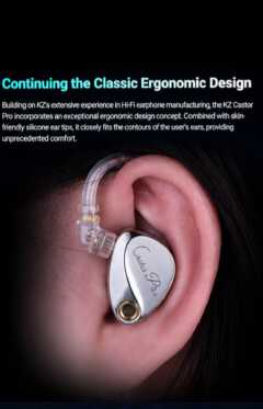 KZ CASTOR PRO HARMAN TARGET DUAL DYNAMIC DRIVER IEM WIRED EARPHONES IN-EAR STAGE MONITORS WITH NO MIC AND WITH CLEAR DEEP BASS,TUNABLE AUDIO SYSTEM,