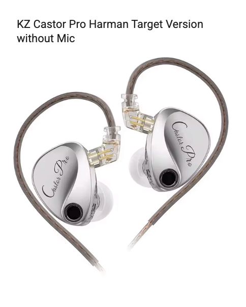 KZ CASTOR PRO HARMAN TARGET DUAL DYNAMIC DRIVER IEM WIRED EARPHONES IN-EAR STAGE MONITORS WITH NO MIC AND WITH CLEAR DEEP BASS,TUNABLE AUDIO SYSTEM,