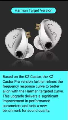 KZ CASTOR PRO HARMAN TARGET DUAL DYNAMIC DRIVER IEM WIRED EARPHONES IN-EAR STAGE MONITORS WITH NO MIC AND WITH CLEAR DEEP BASS,TUNABLE AUDIO SYSTEM,