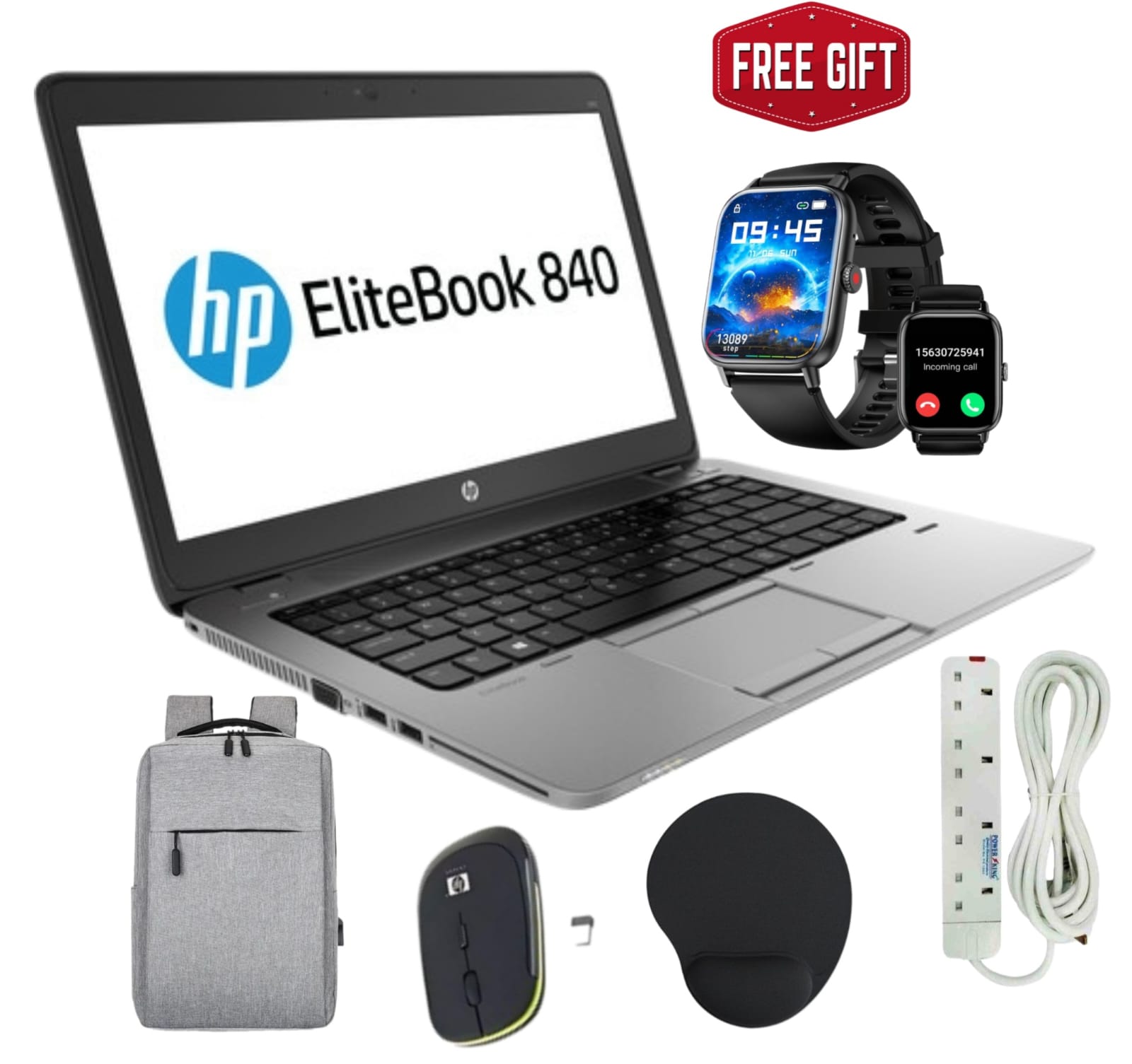 HP Laptops 840 8GB RAM, 256GB SSD Elitebook Refurbished Laptop 14'' Inches Screen Display, Intel Core I5 ,Webcam, Windows 11 PRO, Office &Basic Software,Free Smart Watch, Bag,Charger, Mouse,Extension