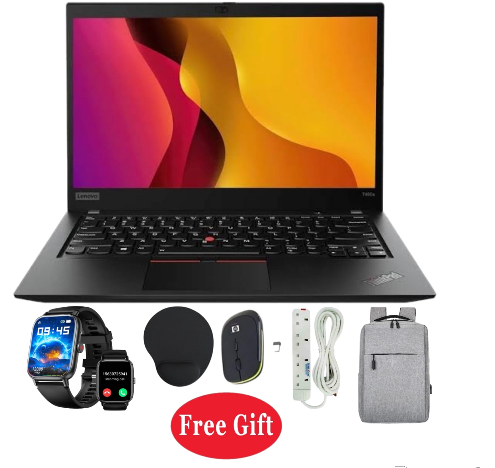 Lenovo Laptops Refurbished ThinkPad T460s Intel Core i5 6th Gen, 8GB RAM, 256GB SSD, Windows 11 PRO, Office & Basic Software, Smart Watch + Free Bag + Charger + Wireless Mouse + Mouse Pad + Extension