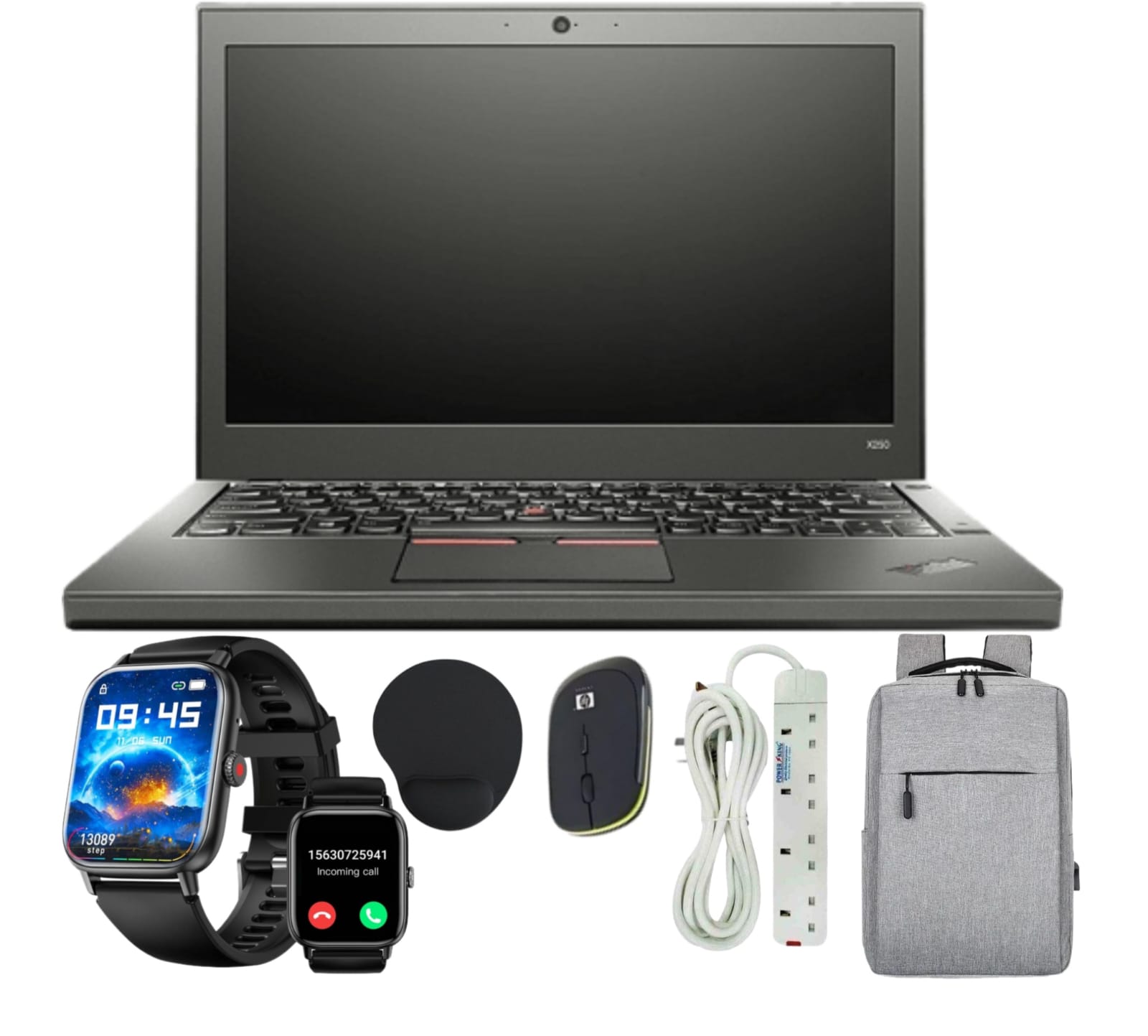 Lenovo ThinkPad Laptops Intel Core I5 Refurbished X270 8GB RAM 256GB SSD Laptop,Windows 11 PRO Activated, Office & Basic Software, Smart Watch +  Bag + Charger + Wireless Mouse + Mouse Pad + Extension