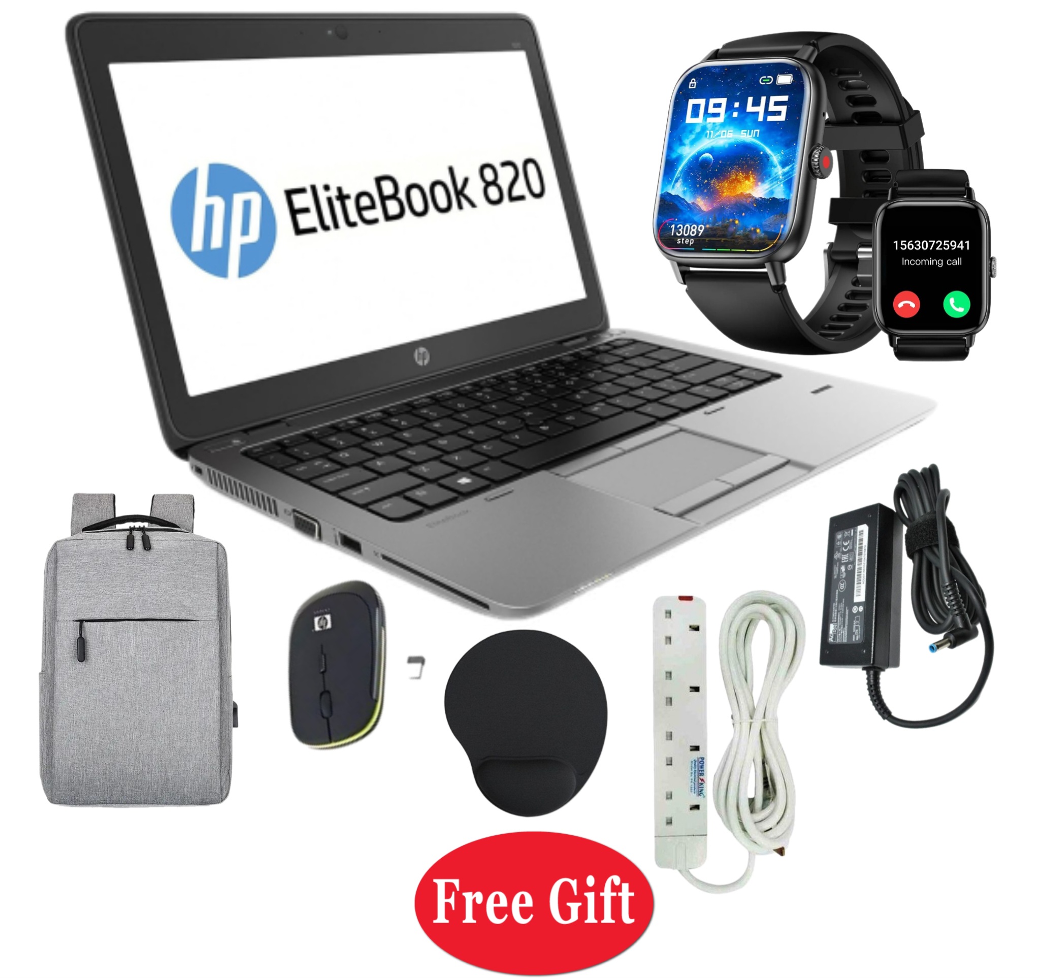 HP Laptops 820 16GB RAM, 256GB SSD Elitebook Refurbished Laptop 12.5'' Inch Screen Display, Intel Core I5 ,Webcam, Windows 11 PRO, Office &Basic Software,Free Smart Watch Bag,Charger, Mouse,Extension