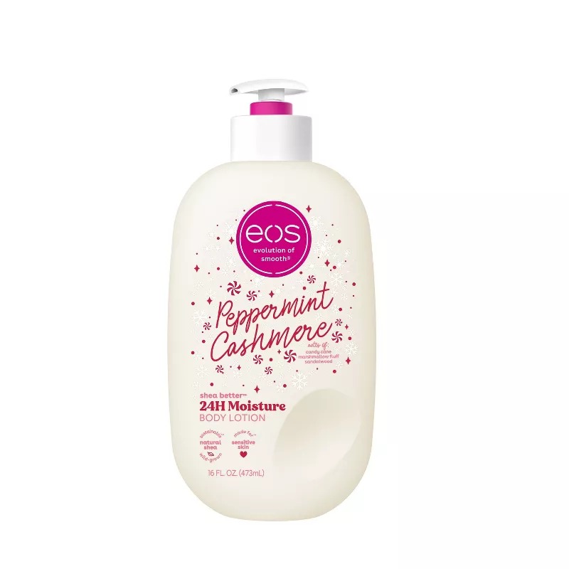 Eos Peppermint Cashmere Extreme Glowing Body Lotion a luxurious, deeply hydrating moisturizer designed to soften, smooth, and enhance your skin’s natural glow