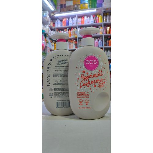 Eos Peppermint Cashmere Extreme Glowing Body Lotion a luxurious, deeply hydrating moisturizer designed to soften, smooth, and enhance your skin’s natural glow