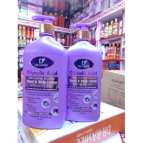 Dr. Davey Glycolic Acid Anti-Aging & Glow Hand and Body Lotion 500ml Lactic Acid Moisturizing Nourish Deep Hydration Skin Repair Smooth Soft Radiance Daily Use For Dry Rough Aging Skin