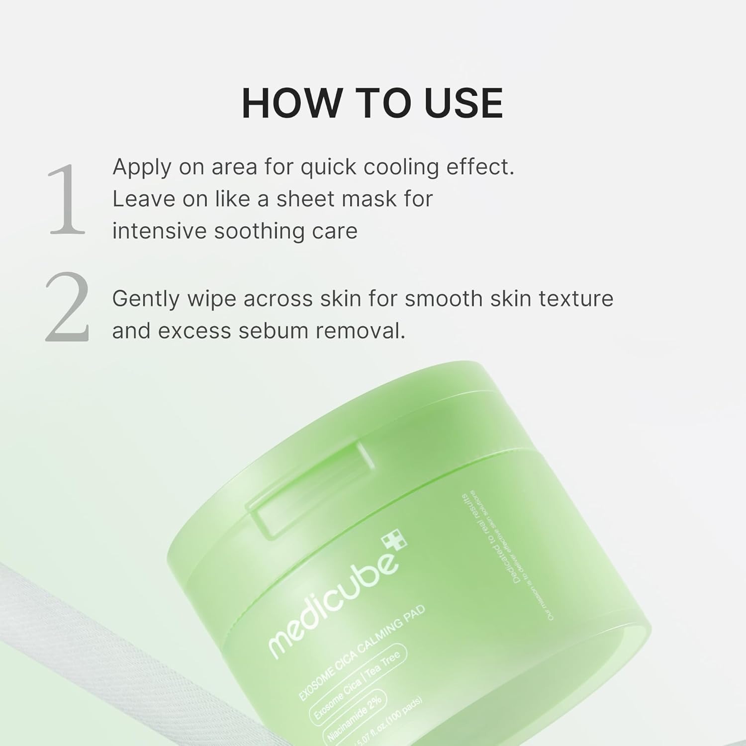 Medicube Exosome CICA Tea Tree Calming Toner Pads for Sensitive Skin with Centella Asiatica Help Reduce Redness & breakouts. Low-irritating & Hydrating Daily Care, Korean Skincare, Vegan (100 Pads)