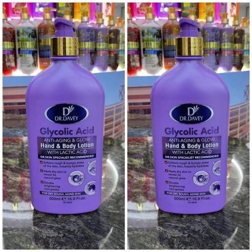 Dr. Davey Glycolic Acid Anti-Aging & Glow Hand and Body Lotion 500ml Lactic Acid Moisturizing Nourish Deep Hydration Skin Repair Smooth Soft Radiance Daily Use For Dry Rough Aging Skin