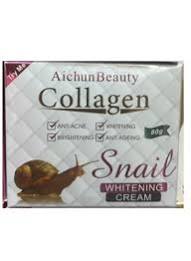 Aichun Beauty Collagen Snail Whitening Cream, an 80g product designed for anti-acne, brightening, and anti-aging benefits.