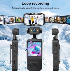 4K Ultra HD Action Camera with 180° Rotating Lens, Built-in WiFi, Wearable Body Camera, Handheld Mini Sports Camcorder, Supports Up to 128GB Memory Card for Vlogging & Travel