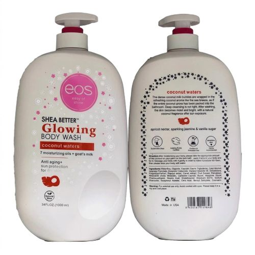 EOS Shea Better Glowing Body Wash 1000ml with Coconut Water, Goat's Milk & Shea Butter – Moisturizing Daily Body Cleanser for Soft, Smooth & Fresh-Looking Skin