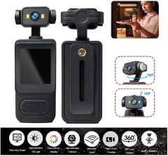 4K Ultra HD Action Camera with 180° Rotating Lens, Built-in WiFi, Wearable Body Camera, Handheld Mini Sports Camcorder, Supports Up to 128GB Memory Card for Vlogging & Travel