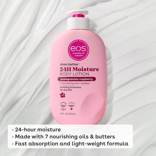 Eos Shea Better Body Lotion Pomegranate Raspberry, 24-Hour Moisture Skin Care, Lightweight & Non-Greasy, Natural Shea, Vegan-473ml