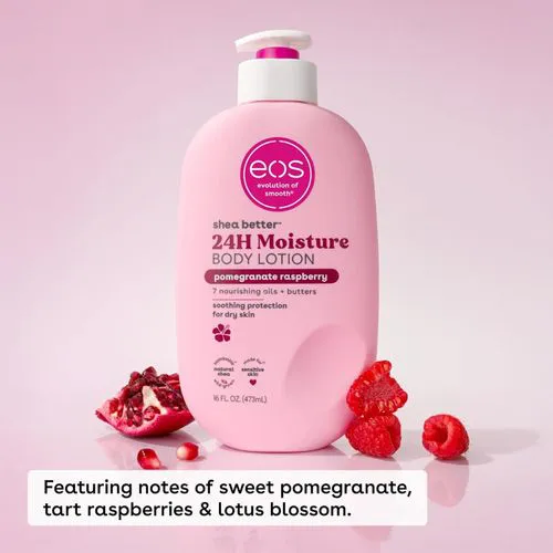 Eos Shea Better Body Lotion Pomegranate Raspberry, 24-Hour Moisture Skin Care, Lightweight & Non-Greasy, Natural Shea, Vegan-473ml