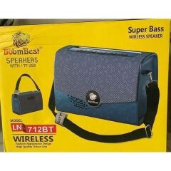 BoomBest LN-712BT wireless Bluetooth speaker with a distinctive carrying strap design. 💥with "Super Bass" capabilities and includes a high-quality driver unit for audio.