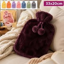 Hot Water Bottle Rubber with Soft Cover (2 Liter) Hot Water Bag for Cramps, Pain Relief, Removable Hot Cold Pack Hot Water Bed Warmer