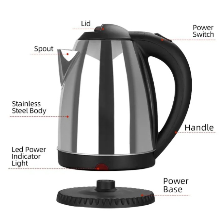 CRAZY OFFER💯   AILYONS 2L Electric Kettle + FREE 4-Way Extension Cable – Coil-Less Water Heater & Boiler Jug, Fast Boil, Stainless Steel, Durable & Convenient Home Appliance Set Power King Socket