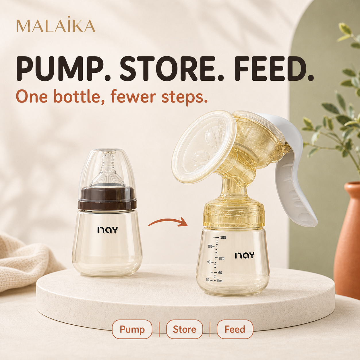Manual Breast Pump, Breast Milk Pump, Portable Handheld Breastfeeding Pump, Nursing Mother Breast Milk Pump with Baby Feeding Bottle, Soft Silicone Cushion, Easy to Clean.