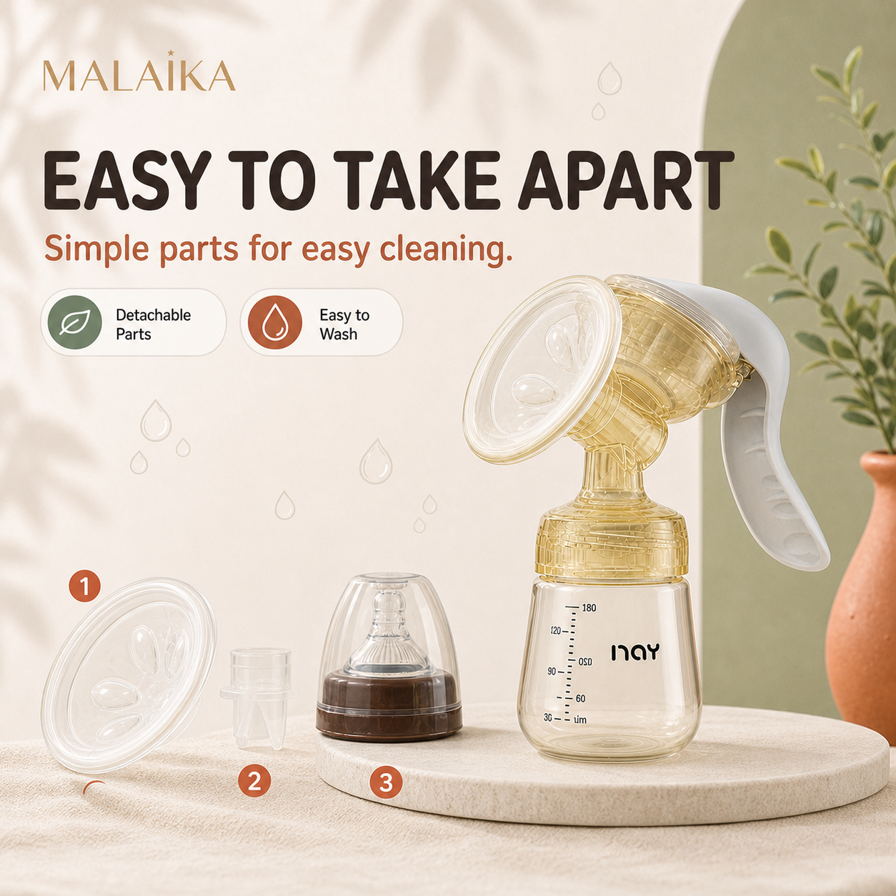 Manual Breast Pump, Breast Milk Pump, Portable Handheld Breastfeeding Pump, Nursing Mother Breast Milk Pump with Baby Feeding Bottle, Soft Silicone Cushion, Easy to Clean.