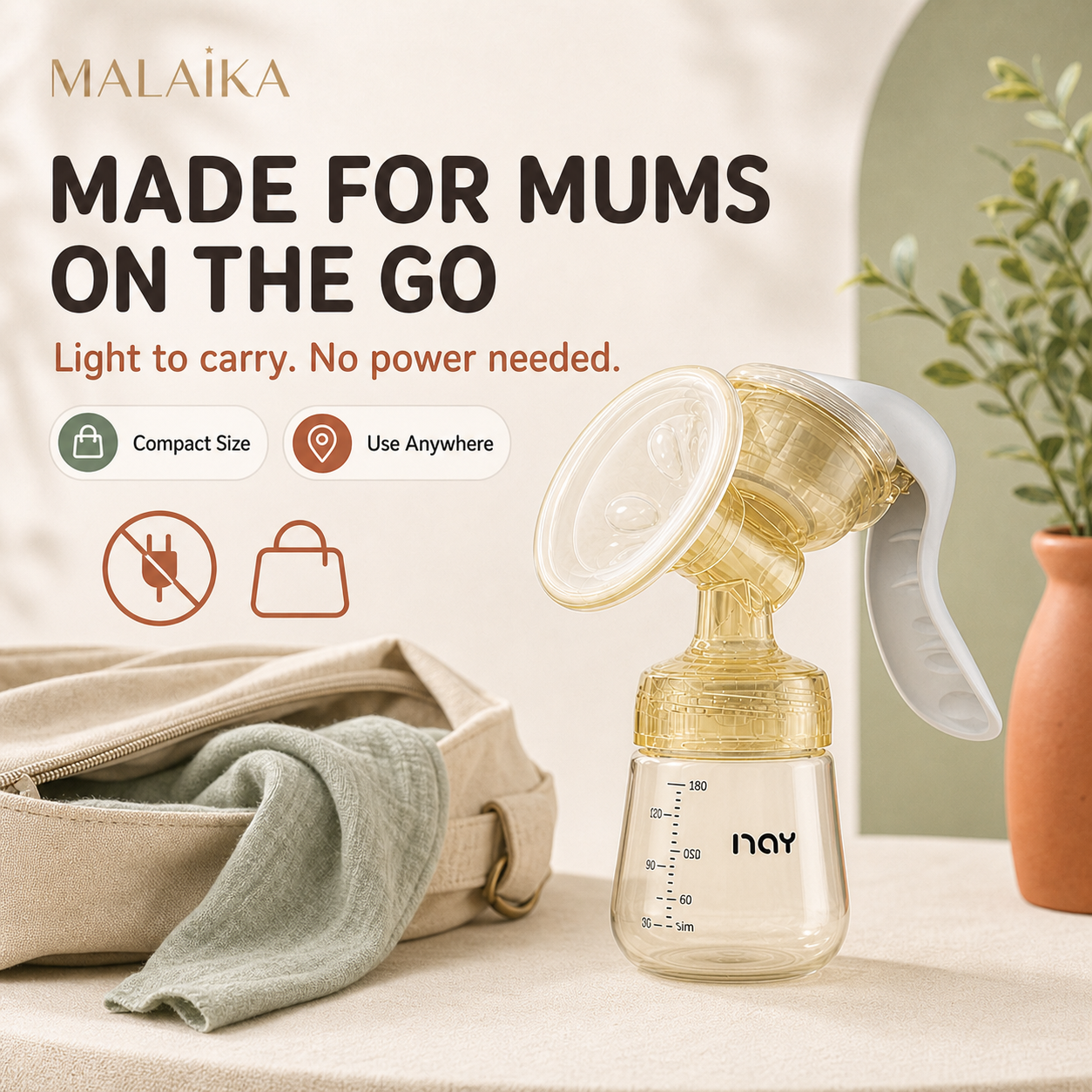 Manual Breast Pump, Breast Milk Pump, Portable Handheld Breastfeeding Pump, Nursing Mother Breast Milk Pump with Baby Feeding Bottle, Soft Silicone Cushion, Easy to Clean.