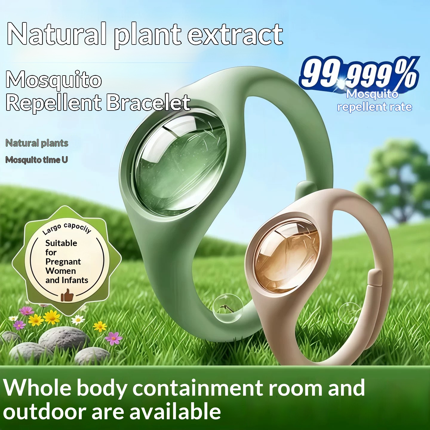Anti Mosquito Repellent Bracelet, Mosquito Repellent Wristband, Natural Plant Extract Mosquito Killer Band, Waterproof Insect Repellent Bracelet for Kids Adults Baby.