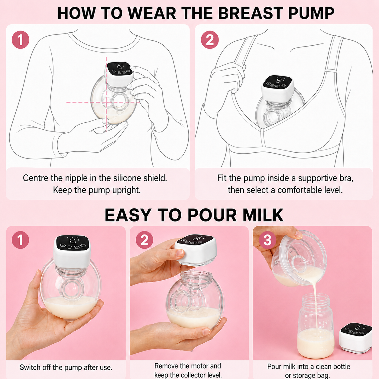 Electric Breast Pump, Wearable Breast Pump, Hands Free Breast Pump, Breast Pump, Breast Milk Extractor, Smart Wearable, Wearable Rechargeable Electric Breast, Portable Rechargeable Breastfeeding Pump