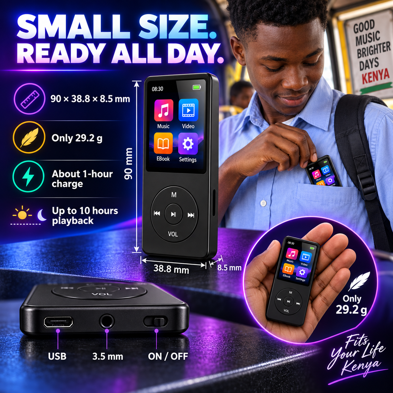 MP4 Player, MP3 Player, Portable Music Player, Digital Music Player, Video Player, Portable MP3, Voice Recorder, Digital Display, E Book Reader, Lcd Display, Audio Video Recorder Function, Music MP3