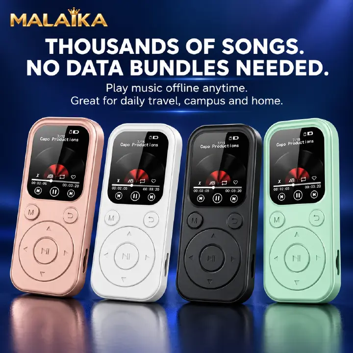 MALAIKA MP3 Player, Bluetooth MP3 Player, Portable Music Player, MP4 Player, FM Radio, Voice Recorder, Portable MP3, MP3 MP4 Player, Music MP3 Player, Digital Display, E Book Reader, MP3 Players