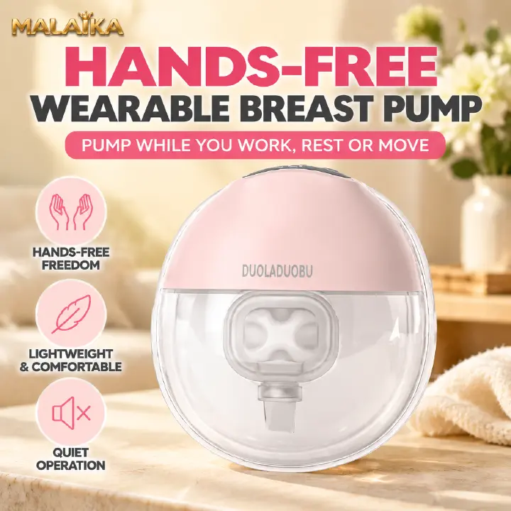 MALAIKA Smart Wearable Breast Pump, Hands Free Electric Breast Milk Extractor, Electric breast pump, Adjustable Suction Levels, Silent, LED Display, USB Powered, High Suction, BPA Free