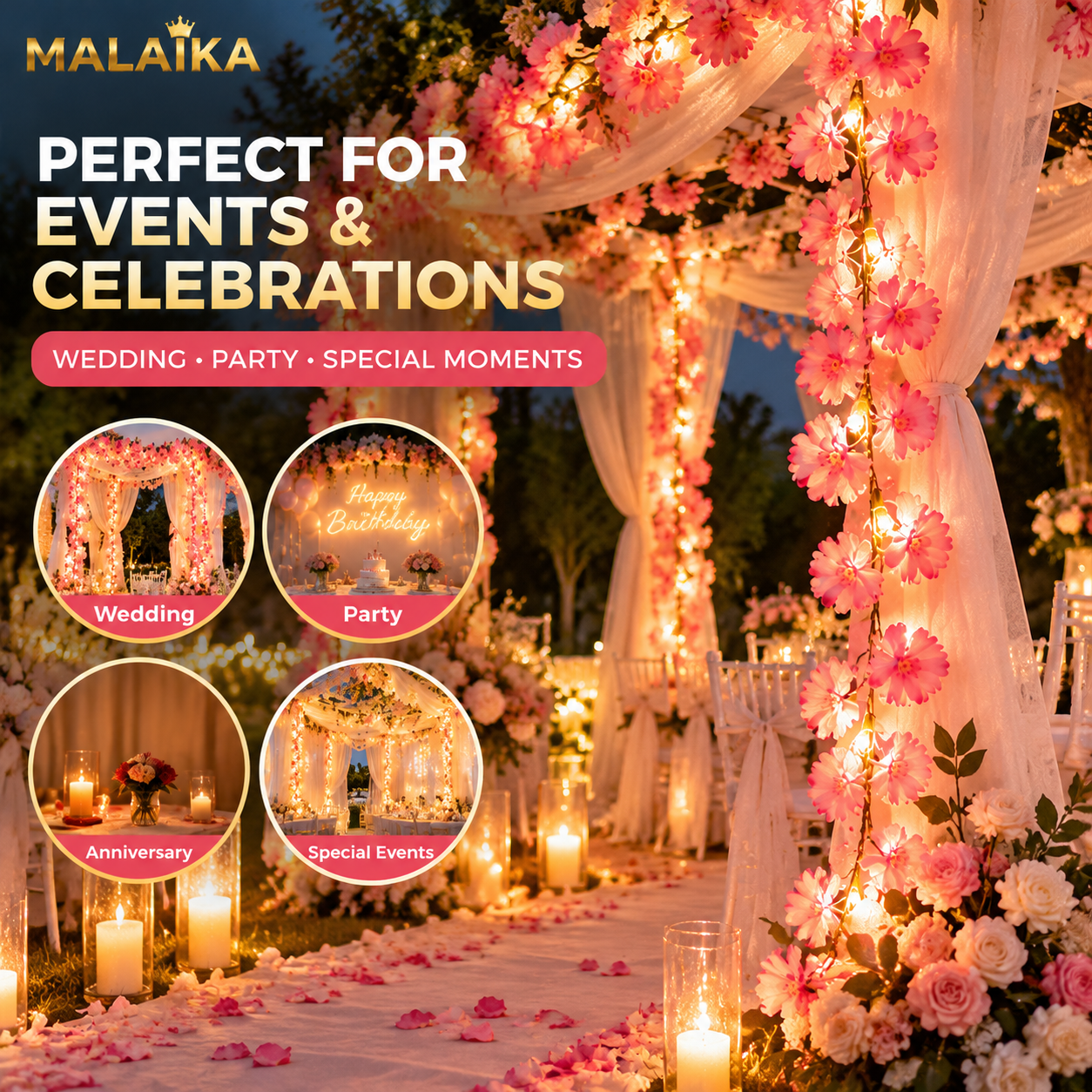 Fairy Lights, LED String Lights, Warm White Fairy Light, Waterproof Fairy Lights, Cherry Blossom Vine Light, Christmas Tree Garland Wedding Party Home Garden Bedroom Outdoor Indoor Decoration