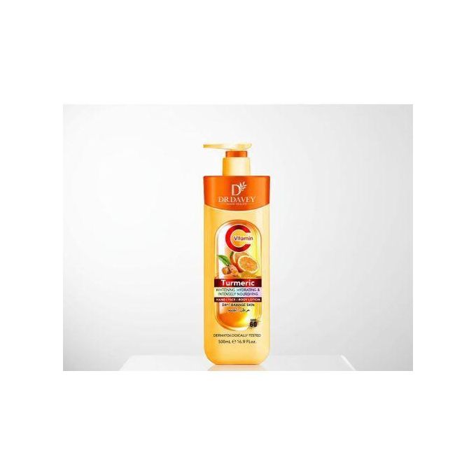 Dr Davey Turmeric Body Lotion 500ml – Moisturizing Body Lotion for Dry Skin, Uneven Looking Skin Tone, Soft Smooth Radiant Skin, Fast Absorbing Daily Body Care for Women and Men
