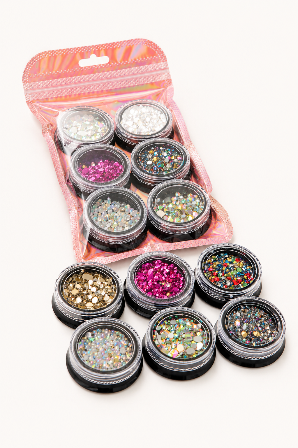 6-Piece Mixed Rhinestone Nail Art Set – Crystal & Glitter Gems view 2