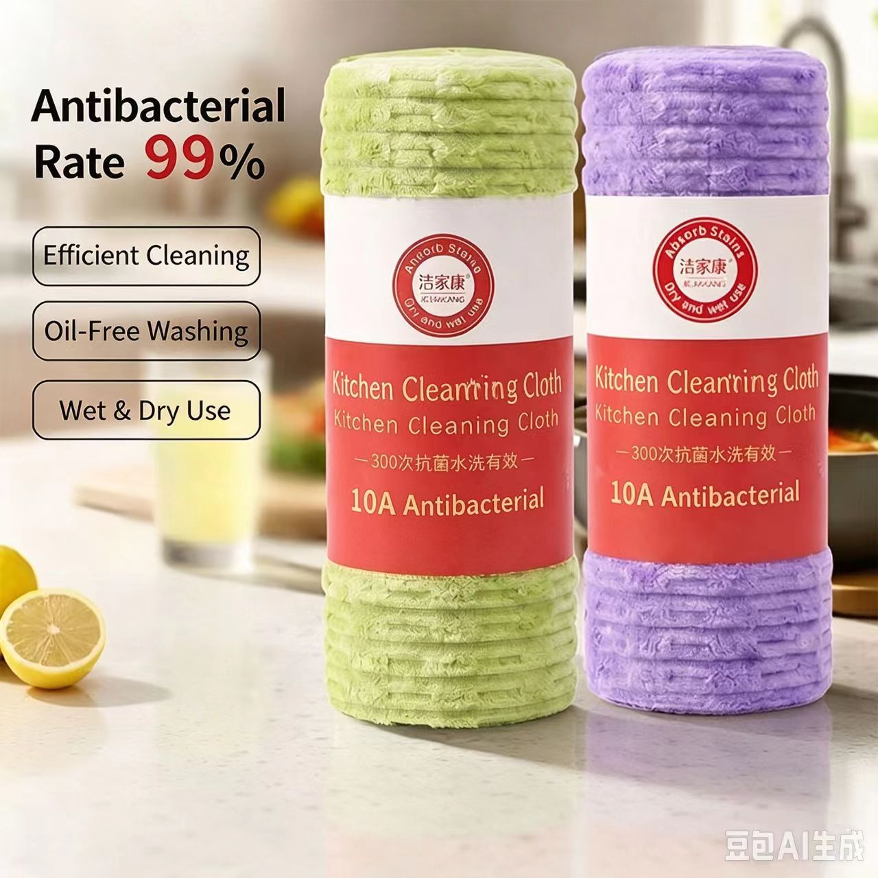 Bamboo Section Lint‑Free Absorbent Lazy Cleaning Cloth, Thickened, Kitchen‑Use Antibacterial Dish Towel, Wet & Dry Dual‑Use