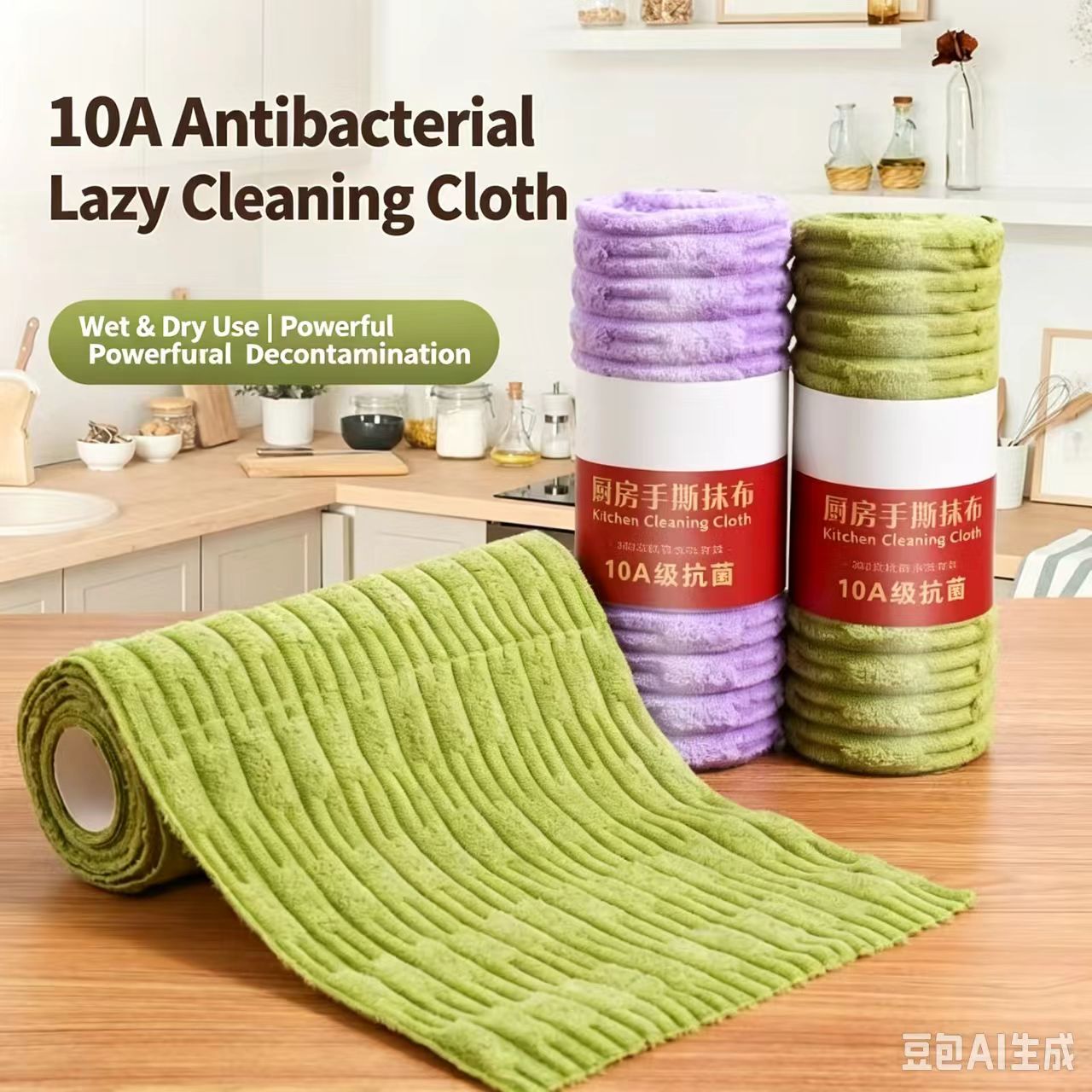 Bamboo Section Lint‑Free Absorbent Lazy Cleaning Cloth, Thickened, Kitchen‑Use Antibacterial Dish Towel, Wet & Dry Dual‑Use
