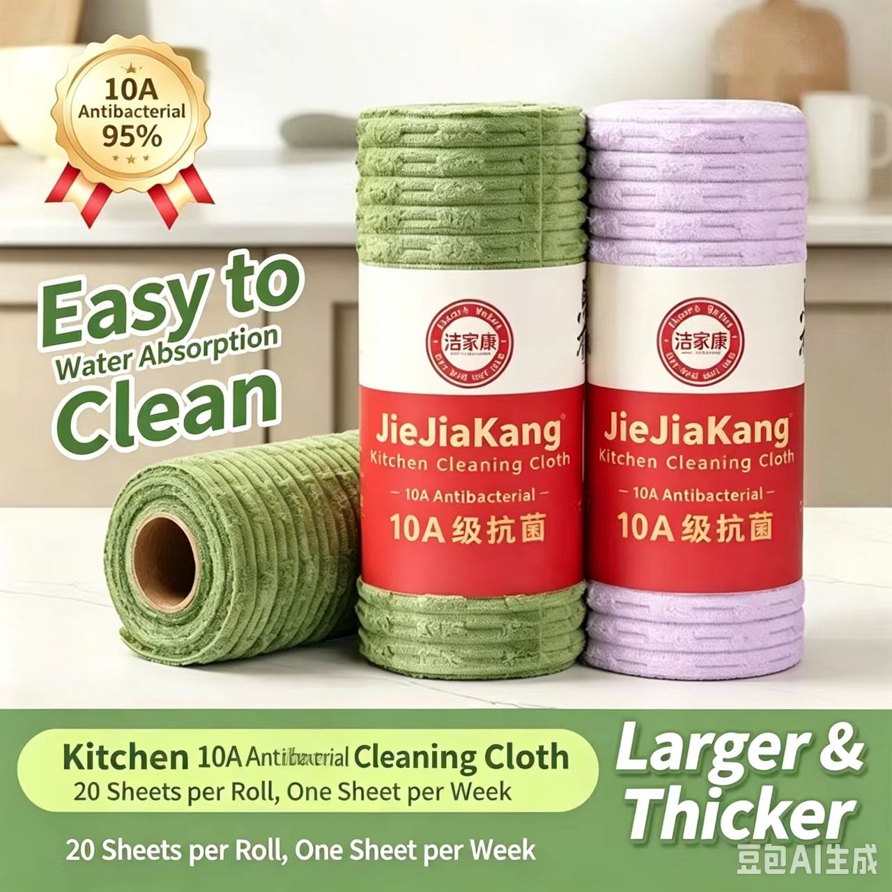 Bamboo Section Lint‑Free Absorbent Lazy Cleaning Cloth, Thickened, Kitchen‑Use Antibacterial Dish Towel, Wet & Dry Dual‑Use