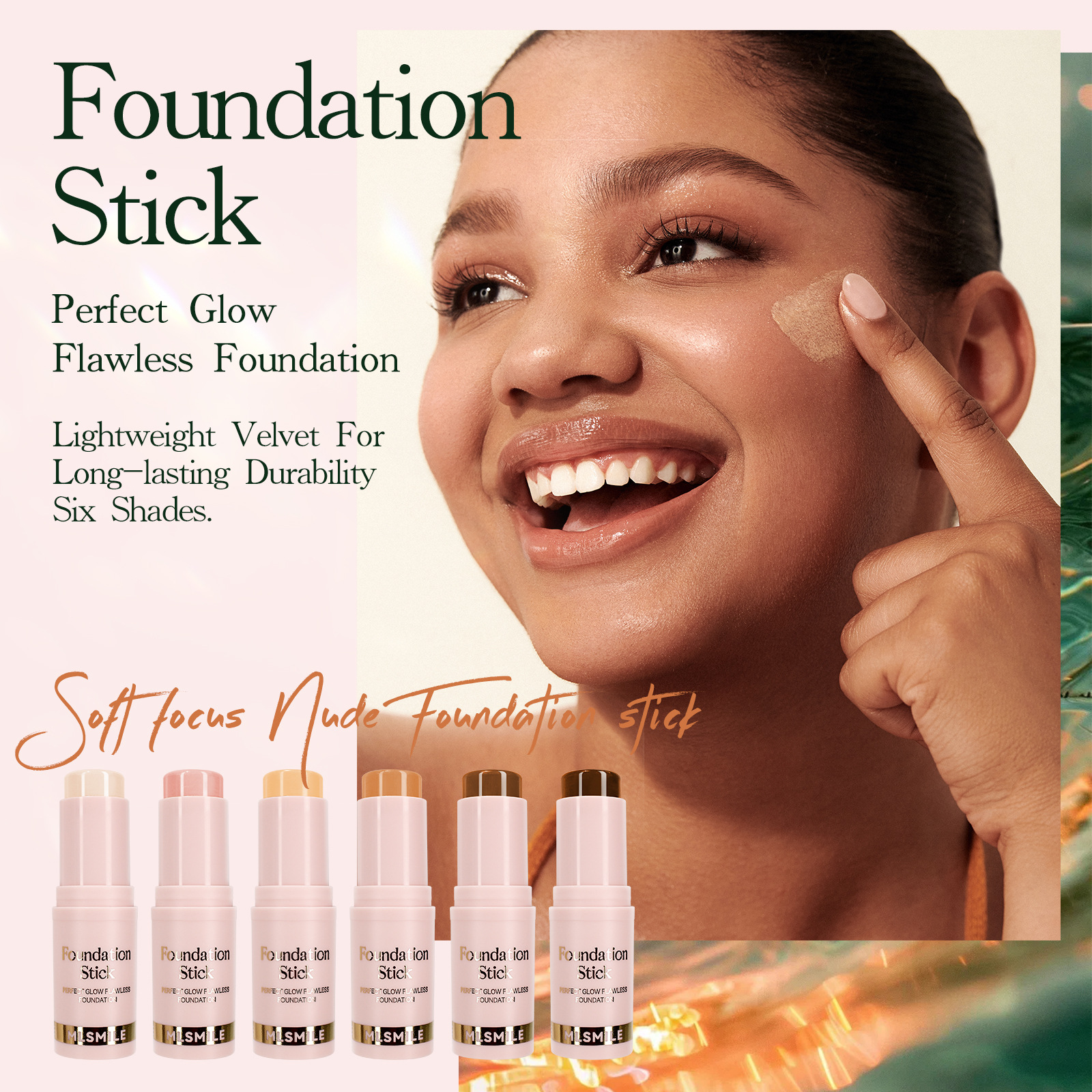 6-Color Foundation Stick Waterproof Sweat-Resistant Brightening and Contouring Concealer Stick with Lightweight Matte Finish Face Make Up Valentine’s Day Gift view 3