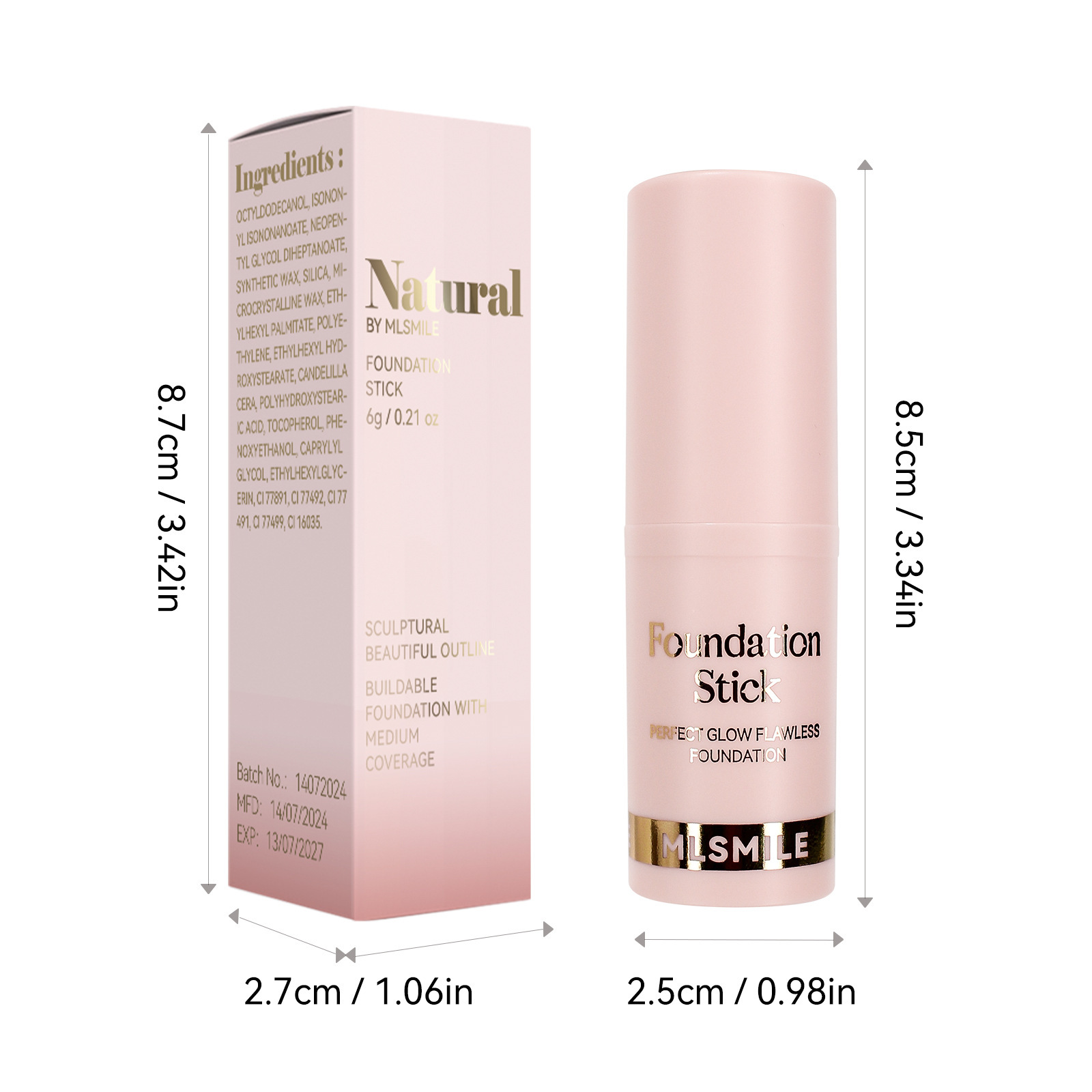 6-Color Foundation Stick Waterproof Sweat-Resistant Brightening and Contouring Concealer Stick with Lightweight Matte Finish Face Make Up Valentine’s Day Gift view 4