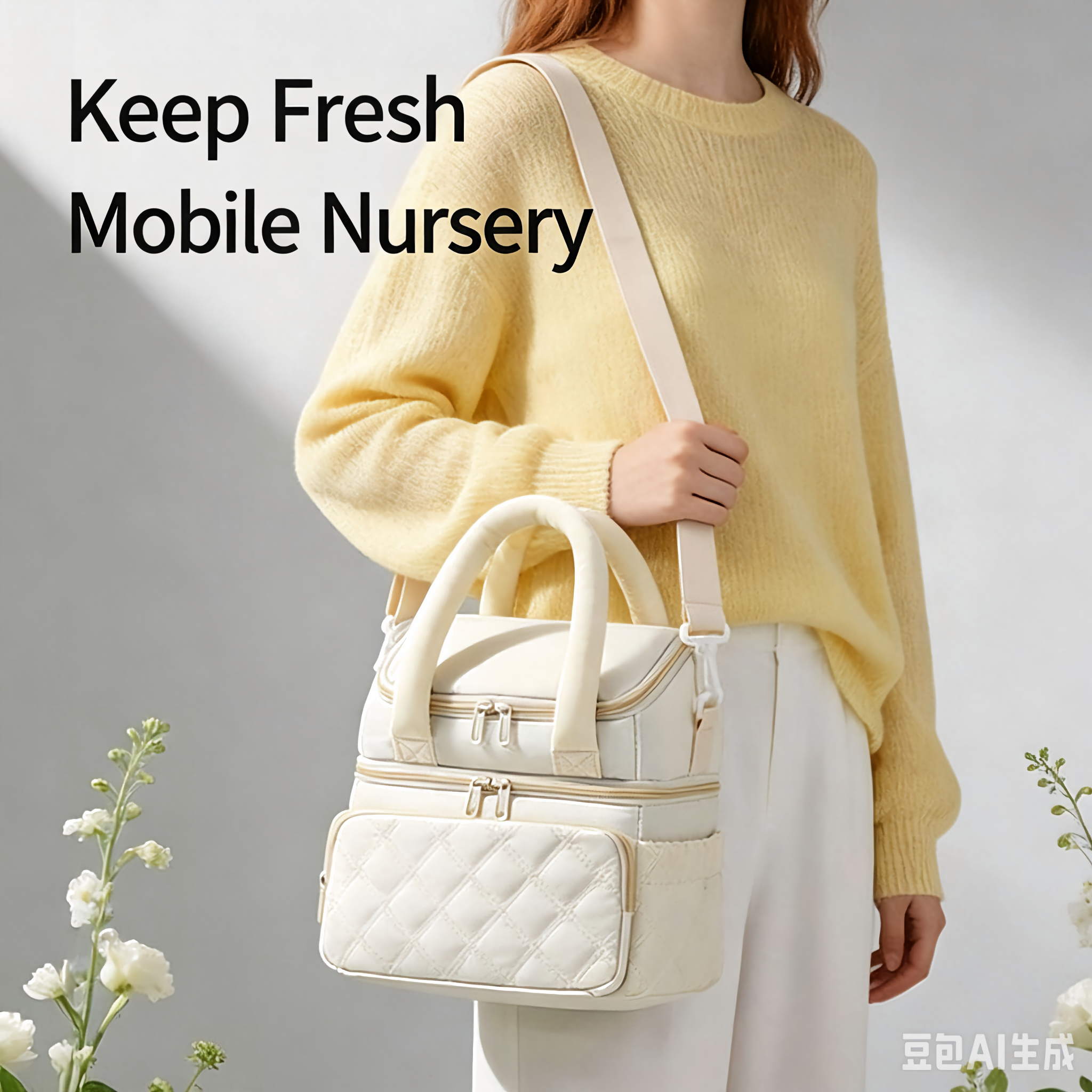 Waterproof Insulated Mummy Bag, 10L Large Capacity Breast Milk Cooler Bag, Handbag, Baby Care Organizer Bag
