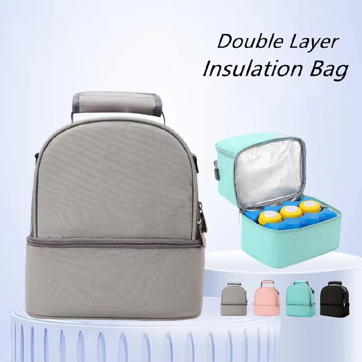 Double-Layer Insulated Breast Milk Storage Backpack, Baby Bottle Organizer Bag, Breast Pump Storage Bag, Mom Travel Backpack