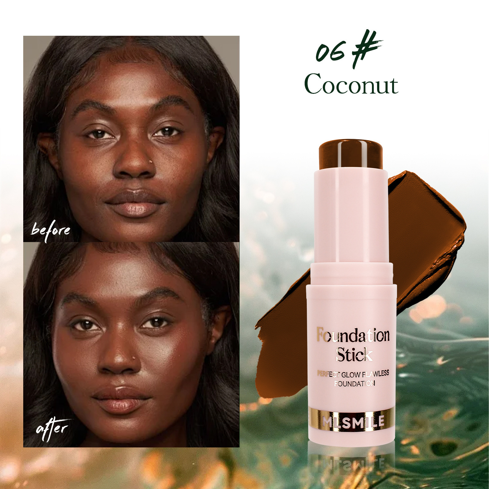 6-Color Foundation Stick Waterproof Sweat-Resistant Brightening and Contouring Concealer Stick with Lightweight Matte Finish Face Make Up Valentine’s Day Gift view 10