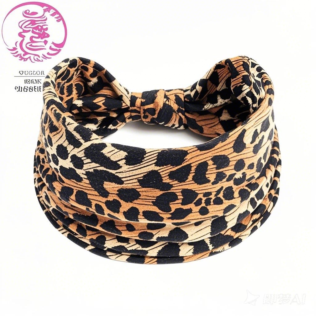 Women Leopard Print Wide Headband, Elastic Soft Sports Yoga Headband, Wide Hair Turban