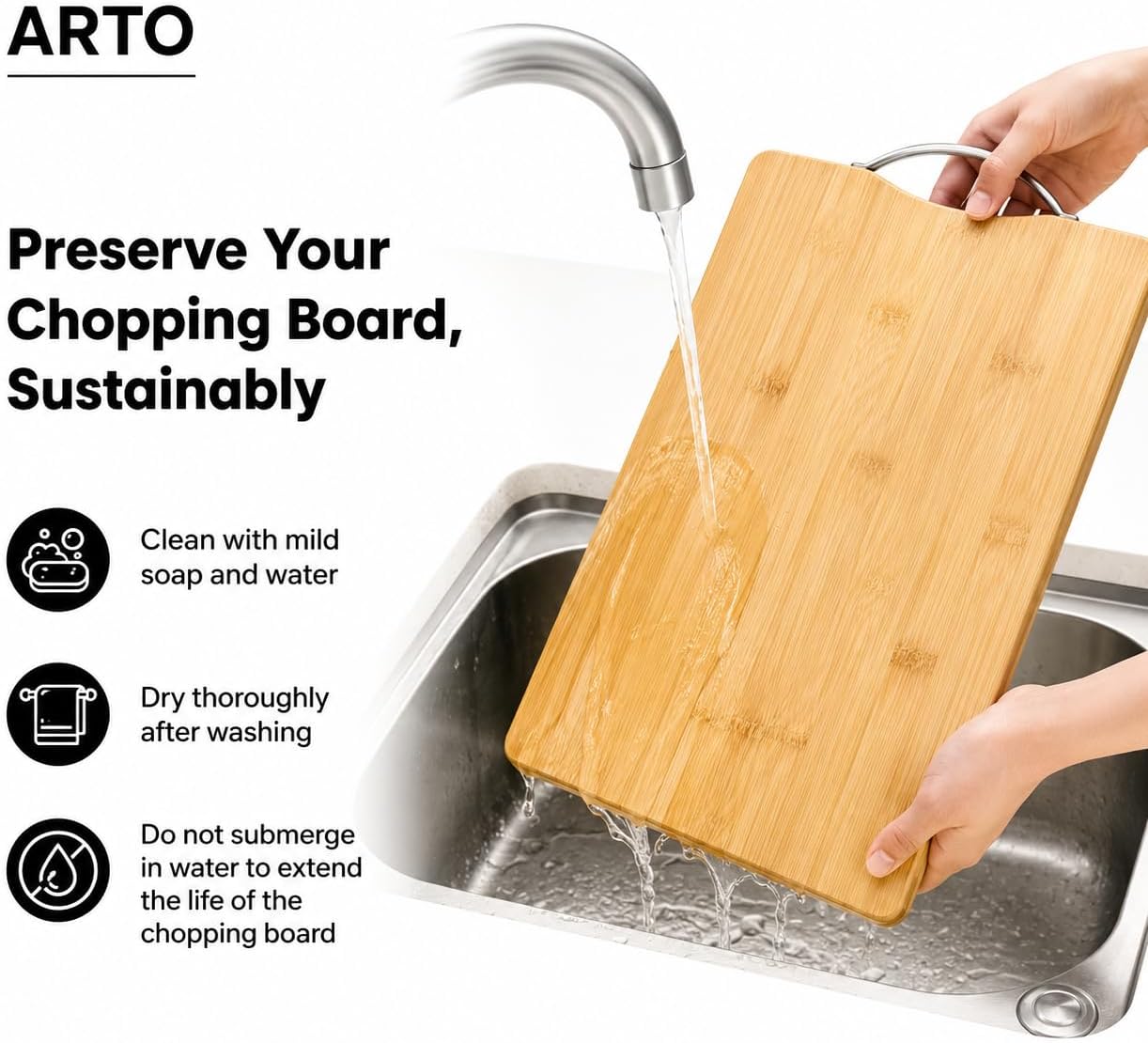 38cm*38cm Double sided Bamboo Wooden heavy Chopping board Thick Non Slip Bamboo Wooden Kitchen Chopping, Cutting, Slicing Board with Holder for Fruits Vegetables & Meat