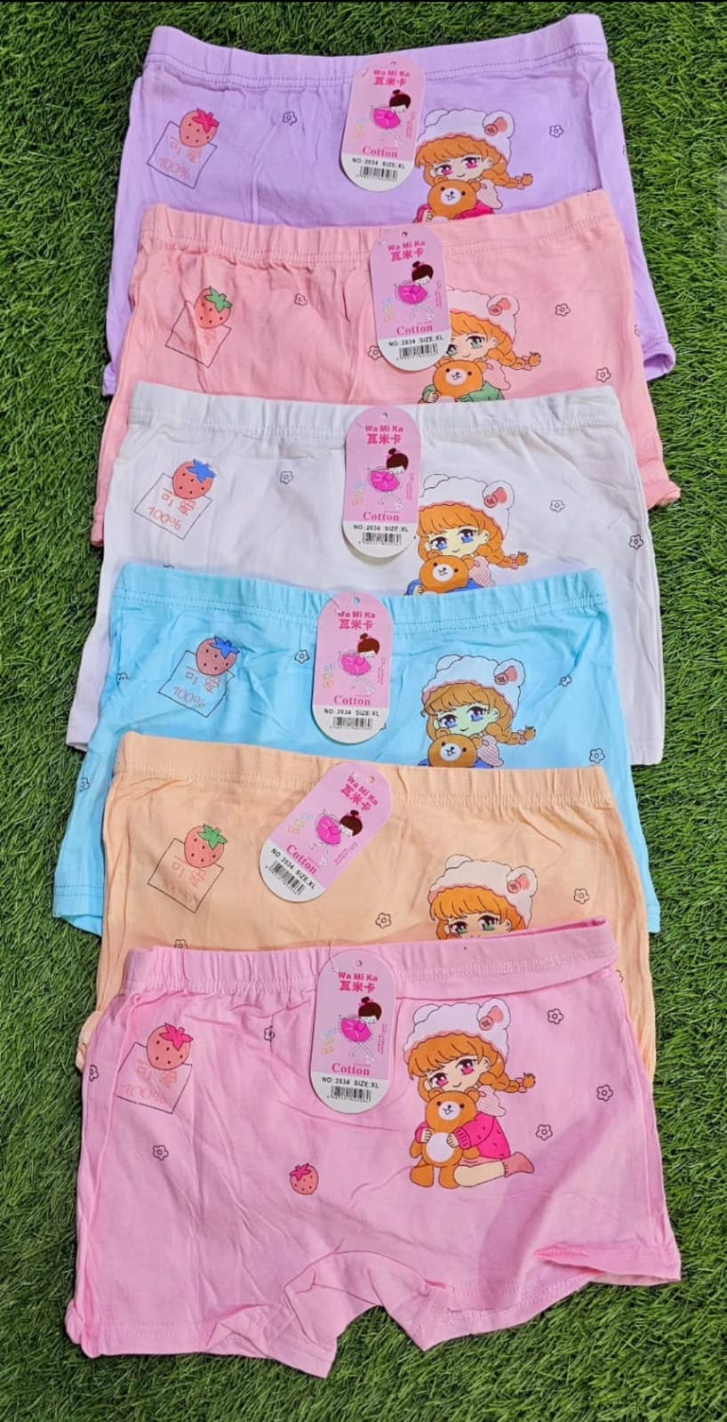 6PCS Girls' Bloomers pants Assorted prints Underwear Kids Panties Comfy pants Briefs Soft Material Dotted/Striped/Hearts/Shapes Assorted Patterns