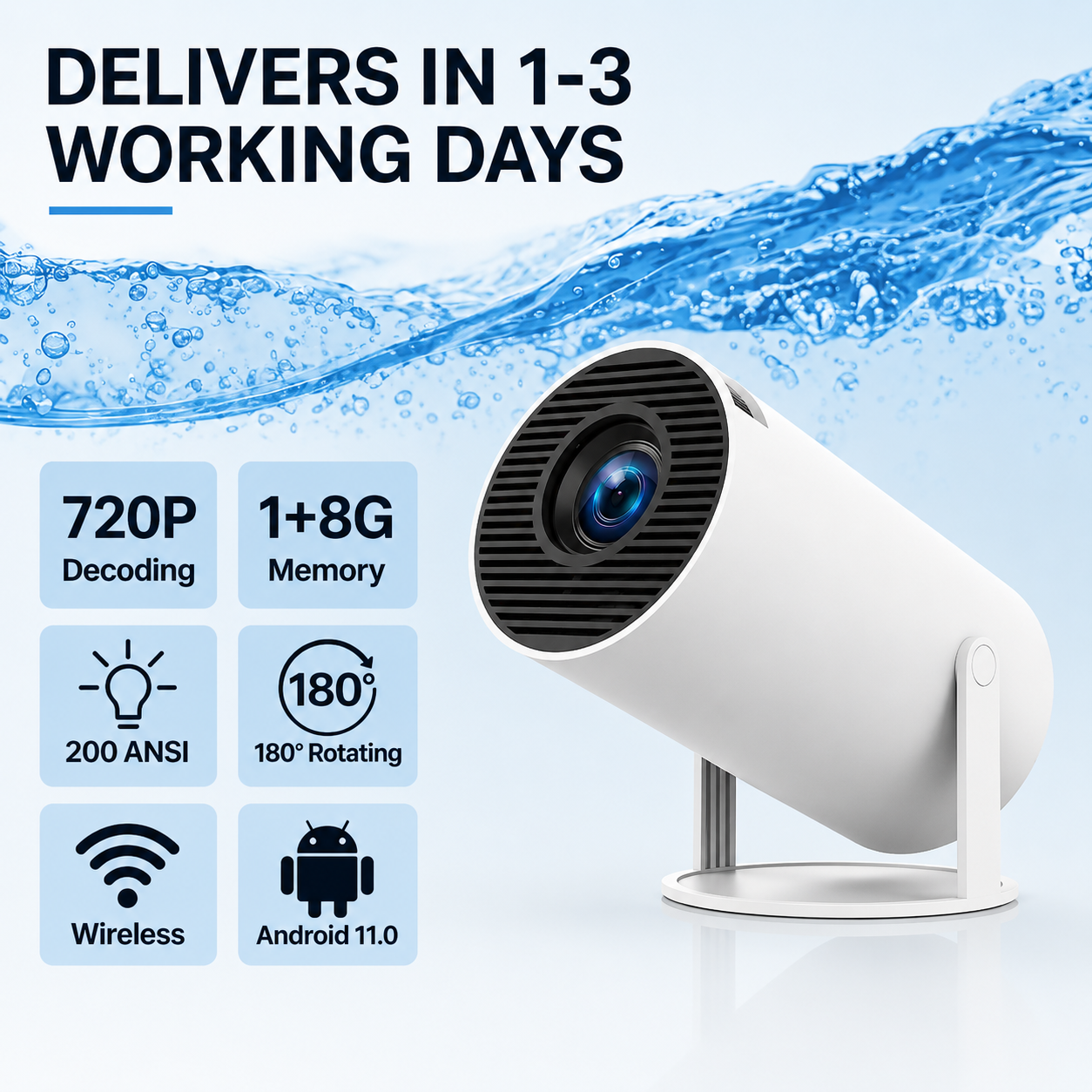 Multimedia Projector – Full HD LED Home Theater Projector for Movies, Gaming & Presentations