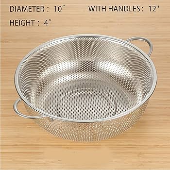Stainless Steel Basket Strainer with Handle – Fine Mesh Kitchen Colander, Multi-Purpose Food Drainer for Rice, Pasta, Vegetables & Fruits Washing Bowl Strainer