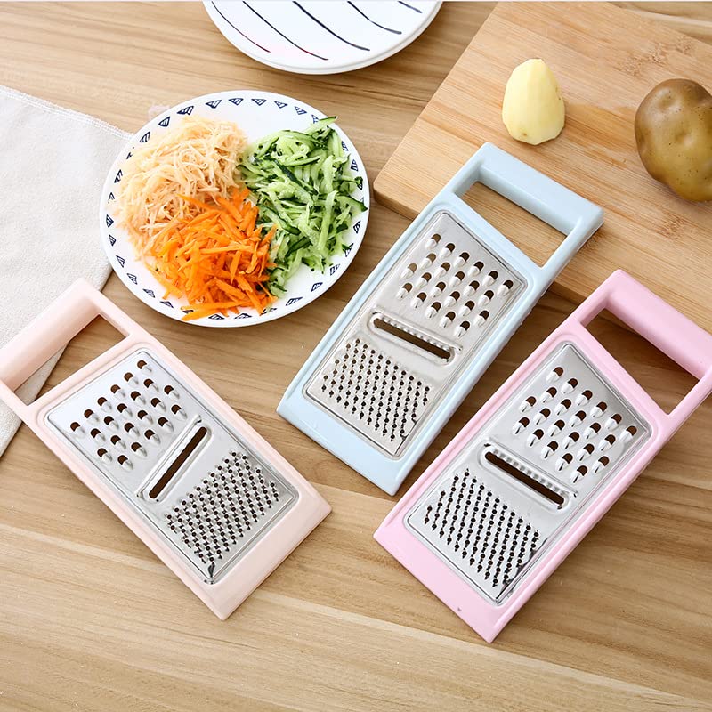 Multifunctional Stainless Steel Grater with Plastic Handle & Peeler – Vegetable, Cheese, Fruit & Kitchen Food Prep Tool