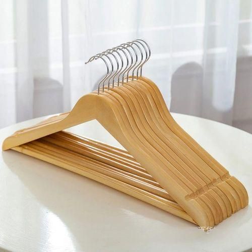 Set of 3 Wooden Clothes Hangers – Durable Heavy-Duty Wardrobe Organizer, Smooth Finish, Space-Saving Coat & Shirt Hangers
