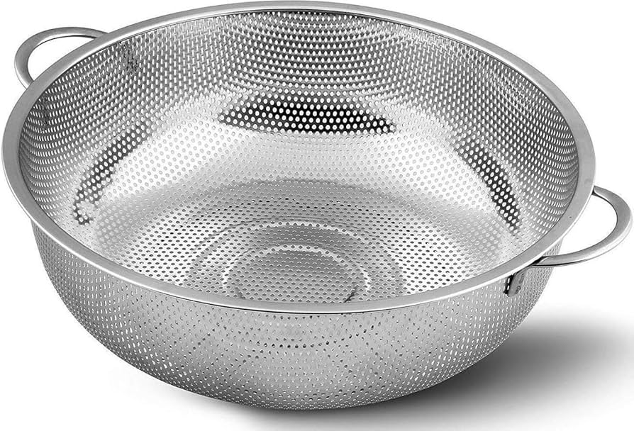 Stainless Steel Basket Strainer with Handle – Fine Mesh Kitchen Colander, Multi-Purpose Food Drainer for Rice, Pasta, Vegetables & Fruits Washing Bowl Strainer